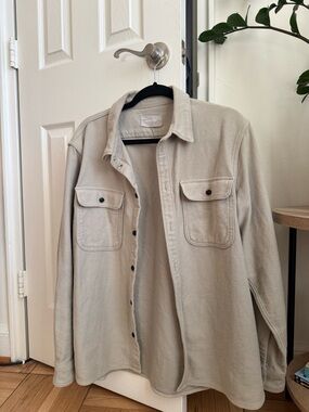 Everlane Beige Button-Front Overshirt Jacket